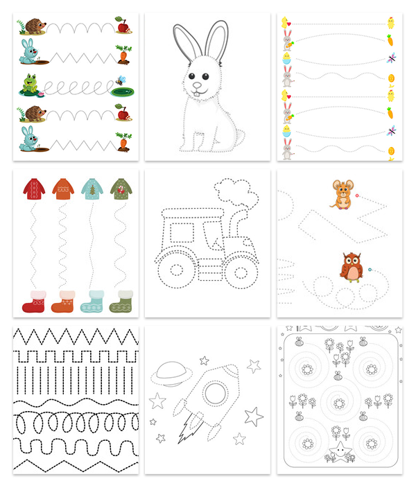 skm preschool pre-k kindergarten line tracing worksheet