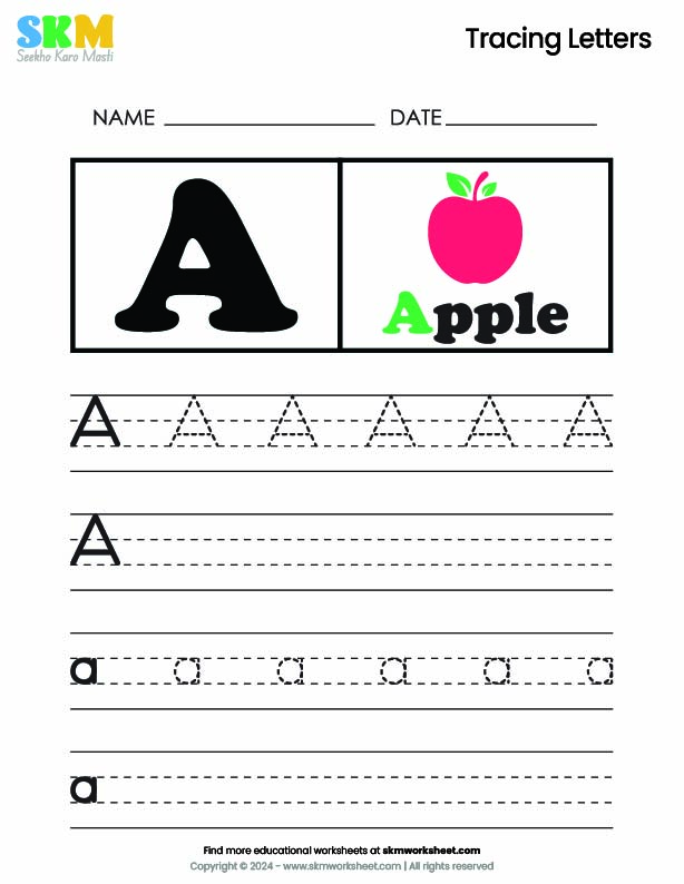 Tracing letter worksheet A