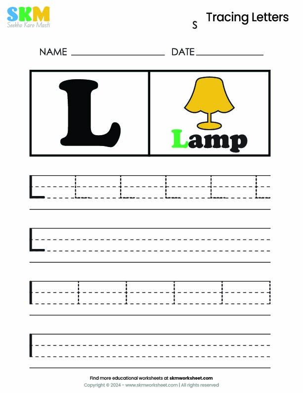 Tracing worksheet Letter L