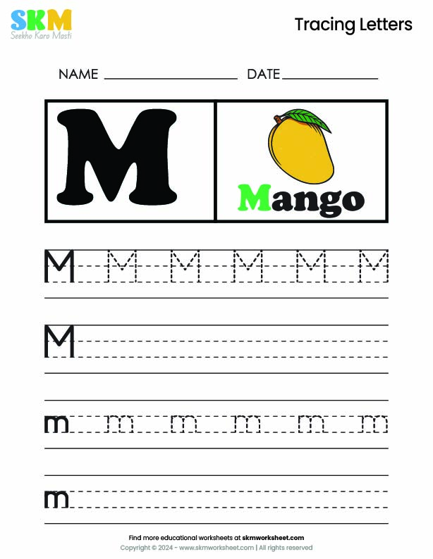 Tracing worksheet Letter M