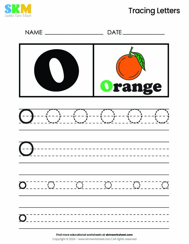 Tracing worksheet Letter O