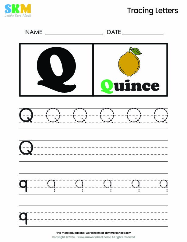 Tracing worksheet Letter q