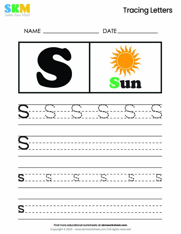 Tracing worksheet Letter s