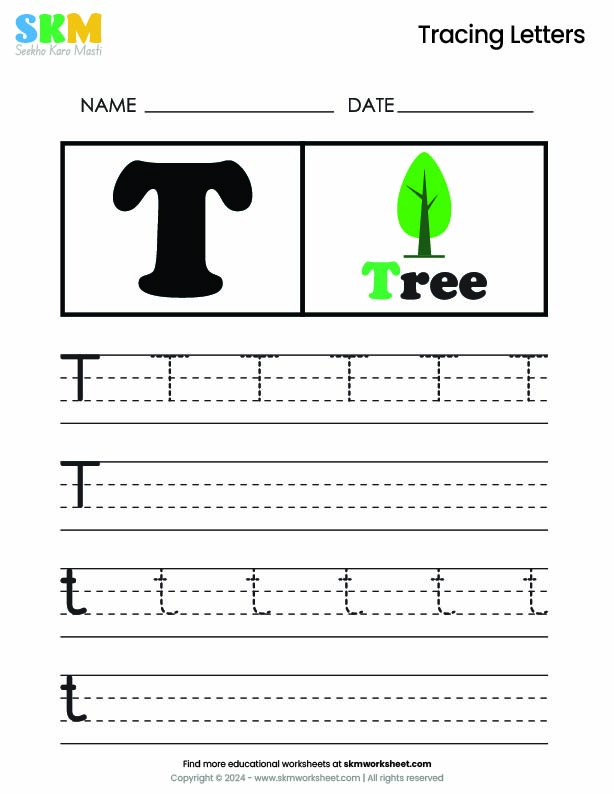 Tracing worksheet Letter T