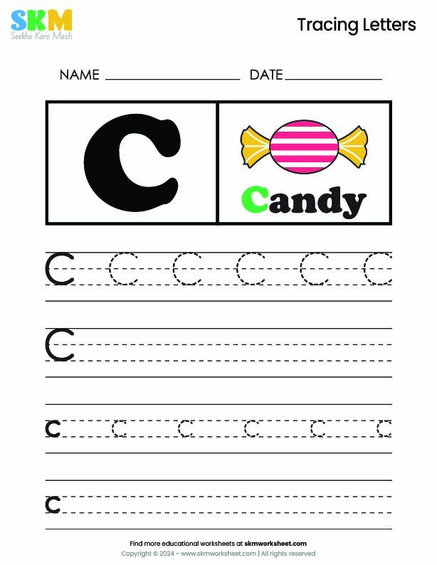 Tracing worksheet Letter c