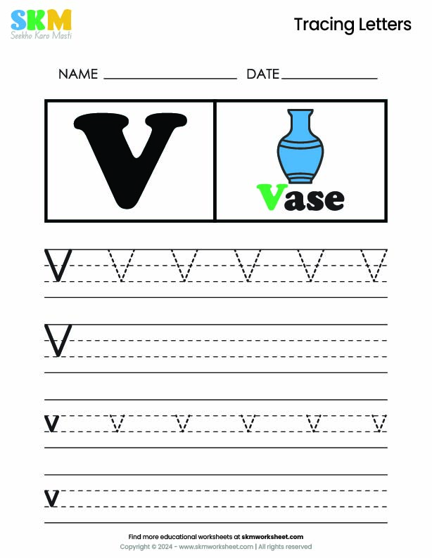 Tracing worksheet Letter V