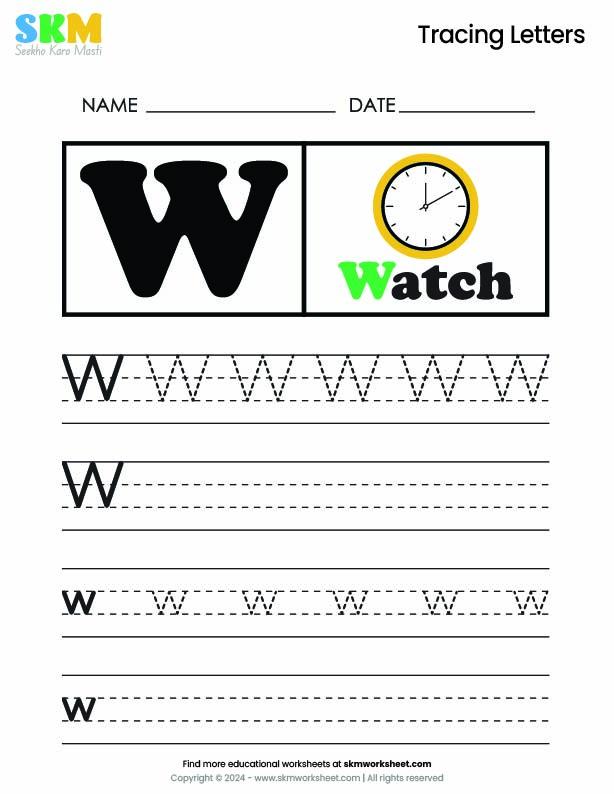 Tracing worksheet Letter W