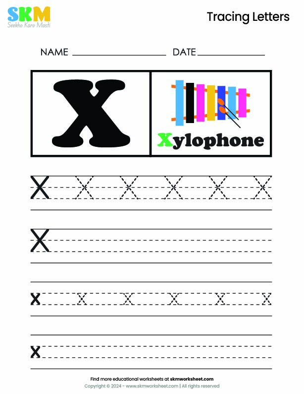 Tracing worksheet Letter X