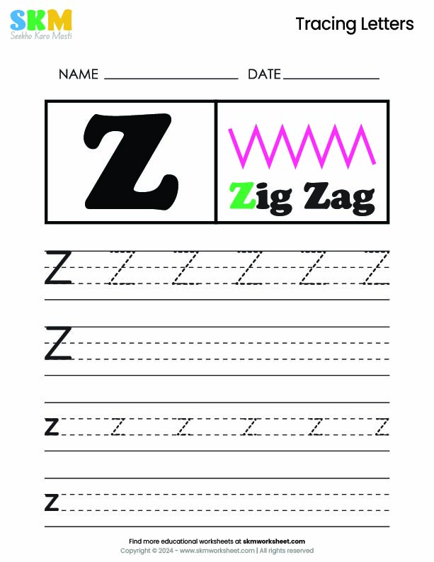 Tracing worksheet Letter Z