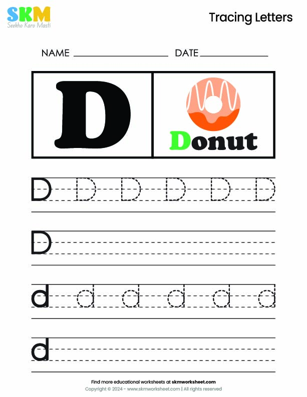 Tracing worksheet Letter D