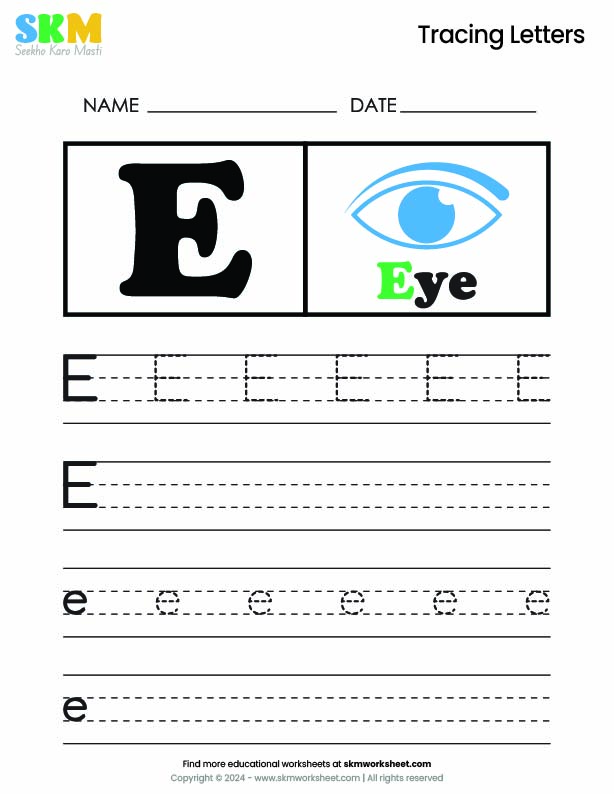 Tracing worksheet Letter e