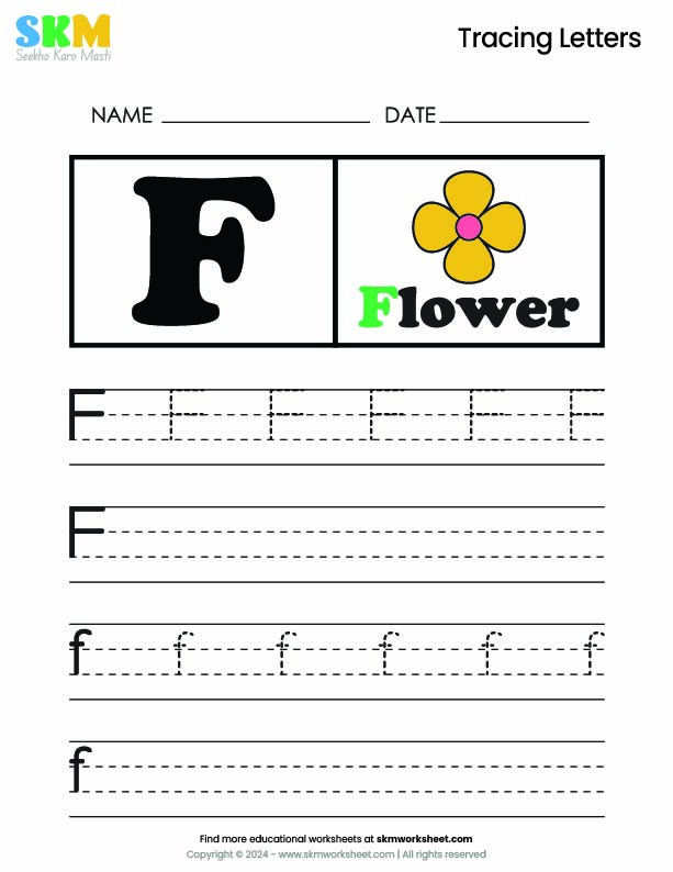 Tracing worksheet Letter F