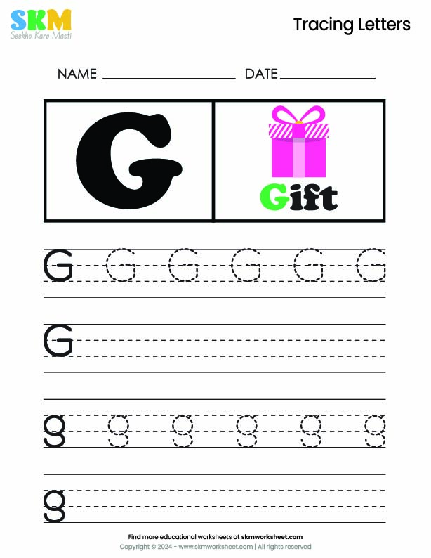 Tracing worksheet Letter G