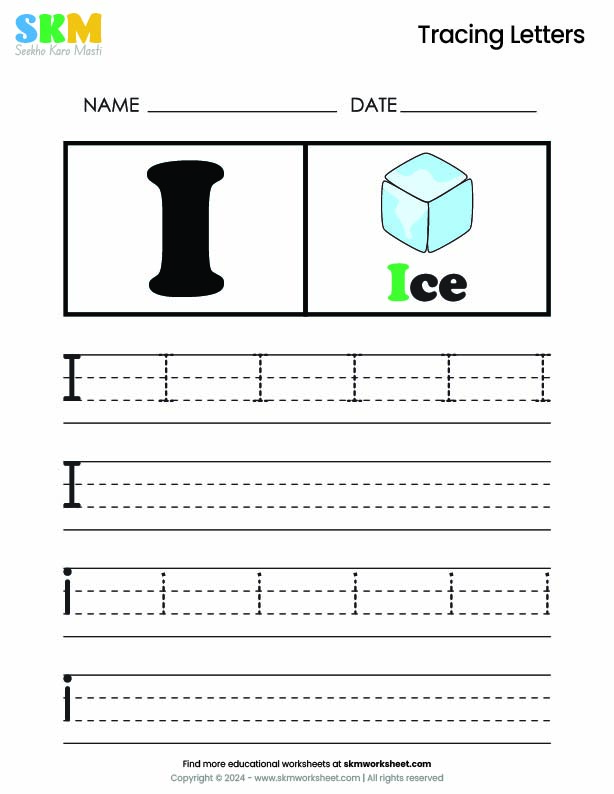 Tracing worksheet Letter I