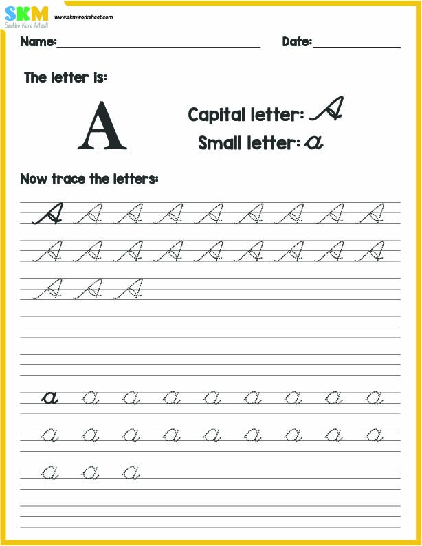 Cursive letter handwriting practice