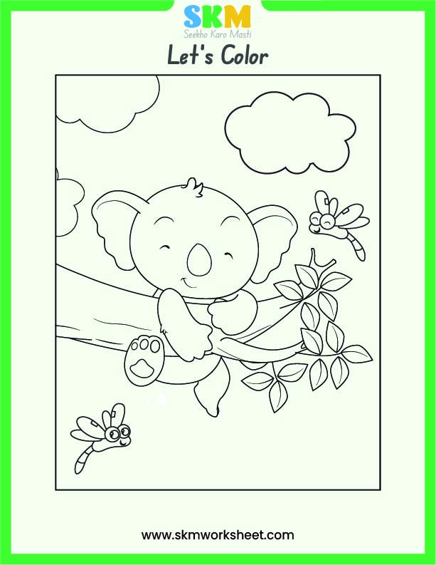 koala colouring worksheet for kids