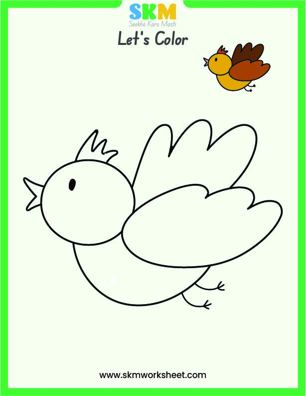 cartoon bird colouring worksheet