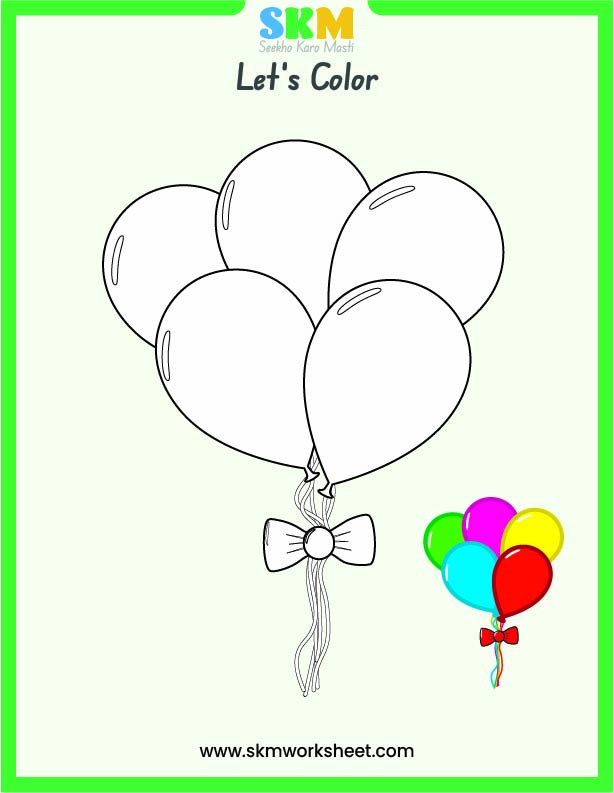 Baloon colouring worksheet