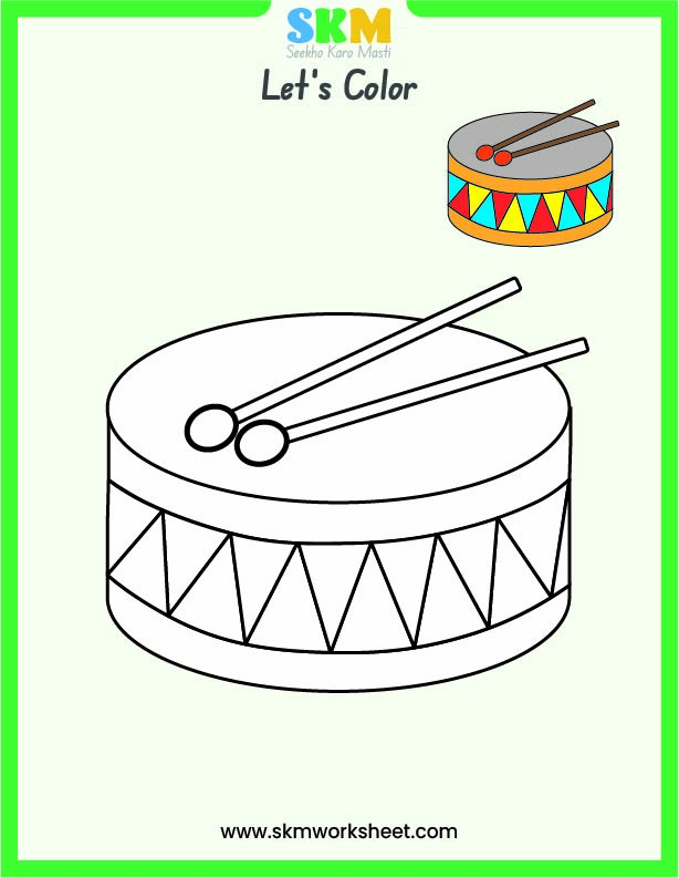 Drum colouring worksheet