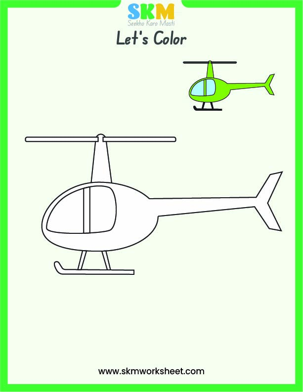 Helicopter colouring workshet