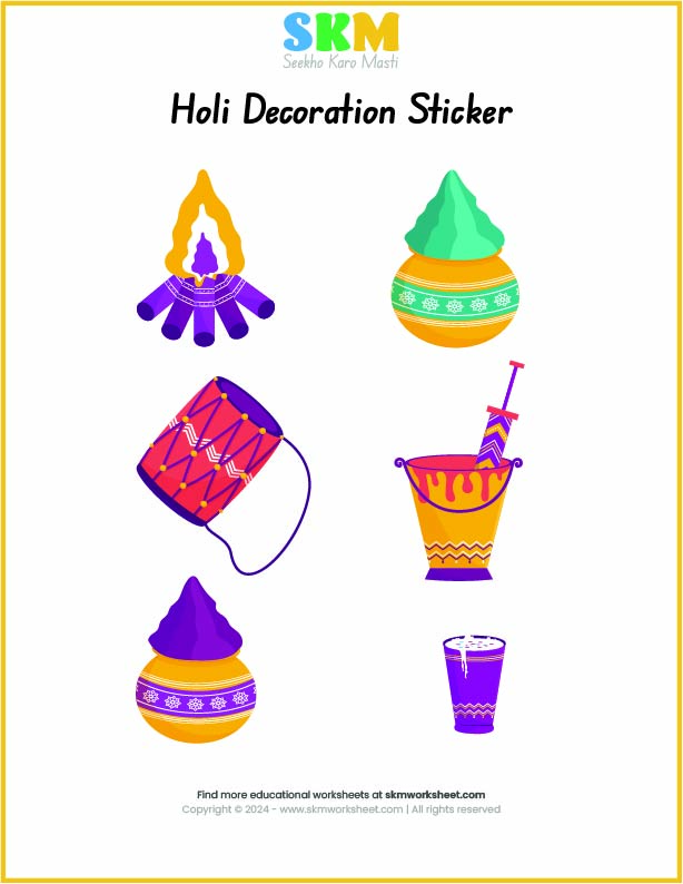 holi Decoration printable element