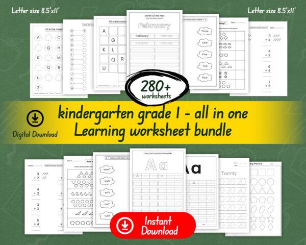 Kindergarten grade1 all in one worksheet
